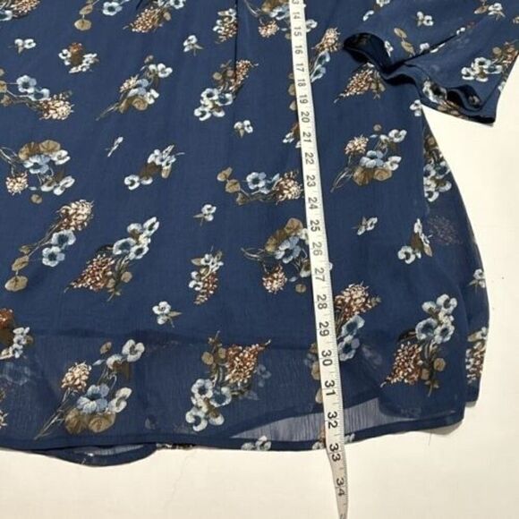 Altar'd State Women's Floral Print Blue Dress Sz S Boho Shear Bell Sleeve lined - Picture 3 of 7